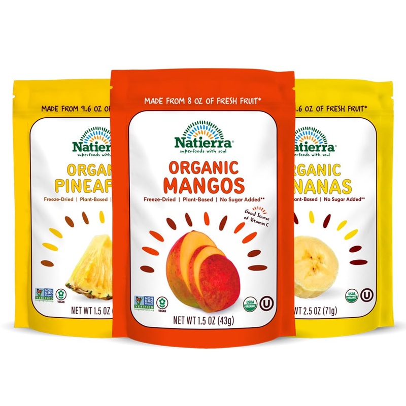 Natierra Organic Freeze-Dried Pineapple, Banana & Mango | Usda Organic, Non-Gmo & Vegan | Variety Pack (Of 3)