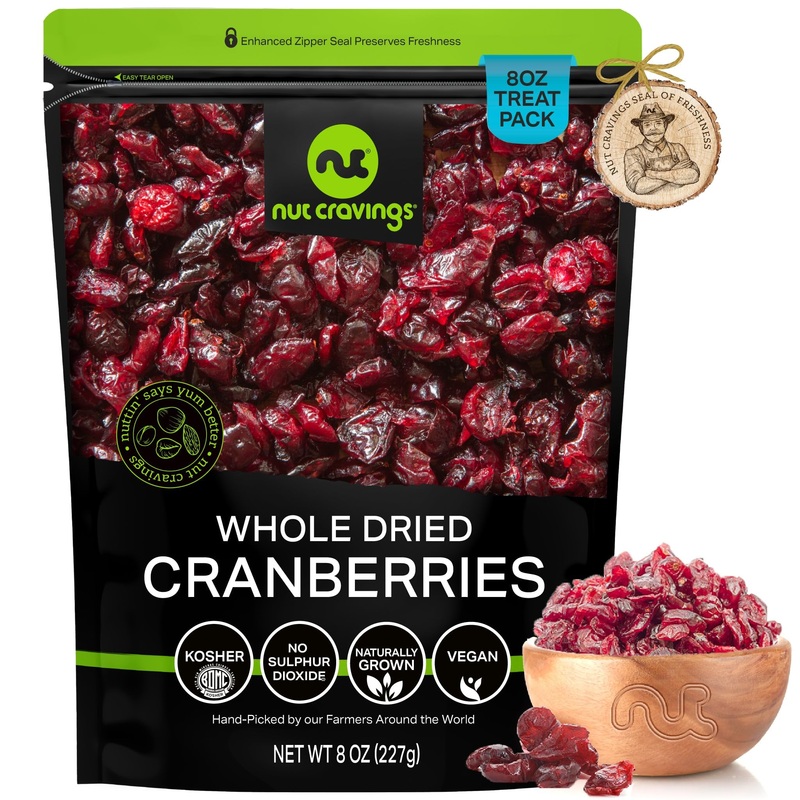 Nut Cravings Dry Fruits – Sun Dried Whole Cranberries, Lightly Sweetened (8Oz – 1 Pack) Packed Fresh In Resealable Bag – Sweet S