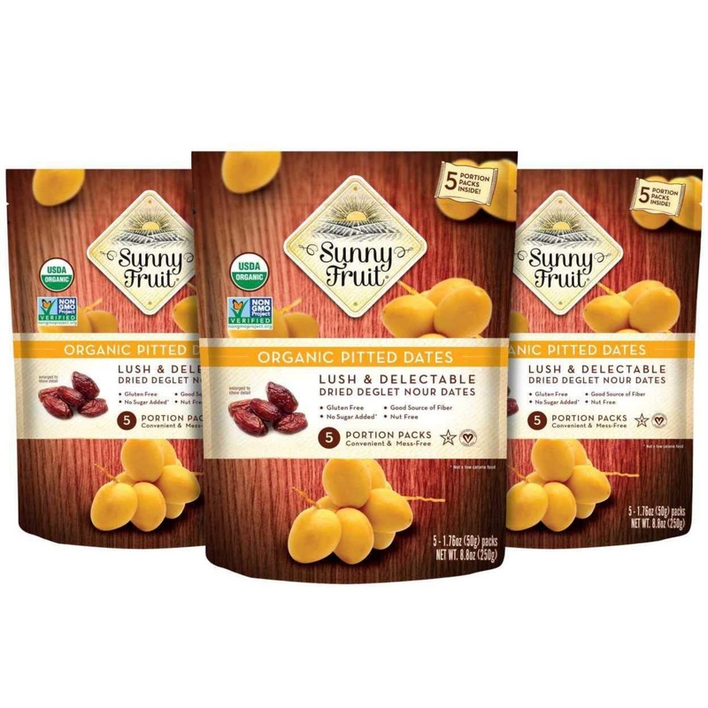 Organic Pitted Dried Dates – Sunny Fruit (3 Bags) – (5) 1.76Oz. Portion Packs Per Bag | Purely Dates – No Added Sugars, Sulfurs