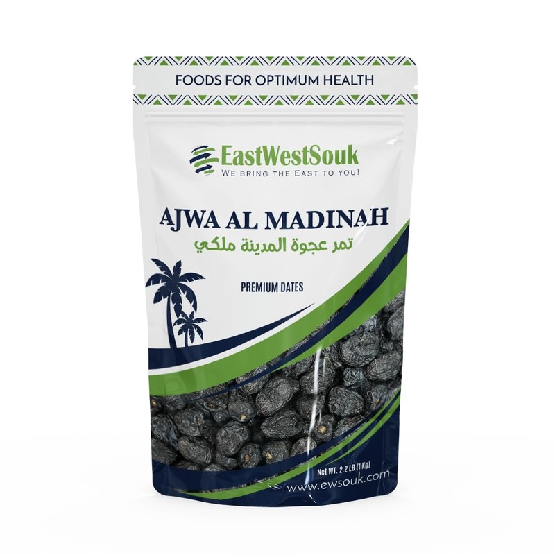 Premium Organic Ajwa Dates – 2.2 Lb | Gluten-Free, Non-Gmo | Authentic Madina Saudi Arabia Dates | Naturally Sweet, No Added Sug