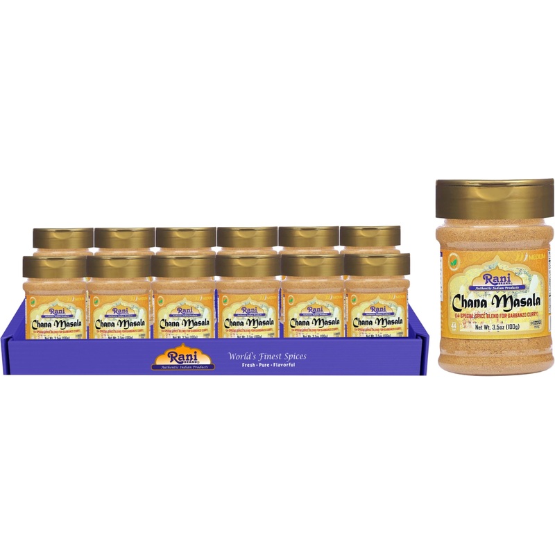 Rani Chana Masala (Garbanzo Curry 15-Spice Blend) 3.5Oz (100G) Pet Jar, Pack Of 12 ~ All Natural | Vegan | No Colors | Gluten Fr