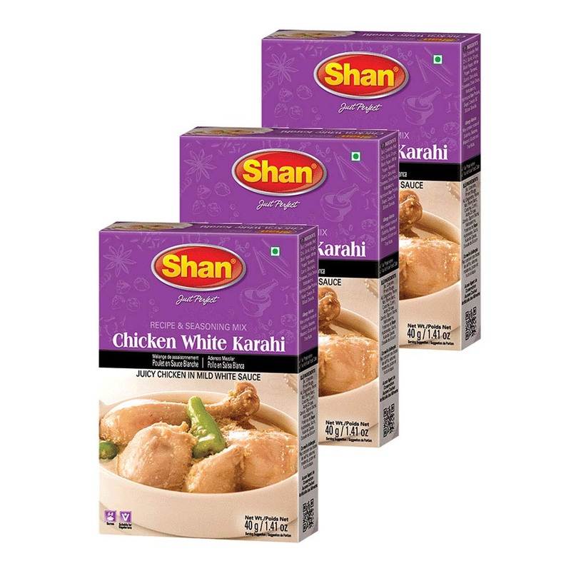 Shan Chicken White Karahi And Seasoning Mix 1.41 Oz (40G) – Spice Powder For Juicy Chicken In Mild White Sauce – Suitable For Ve
