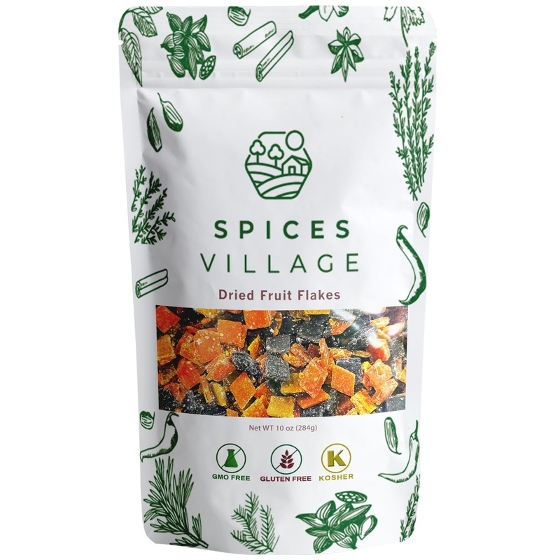 Spices Village Fruit Snacks, Fruit Strips Flakes Mix, No Sugar Added,10 Oz, No Additives, Kosher, Mix Of Natural Apple, Pear, St