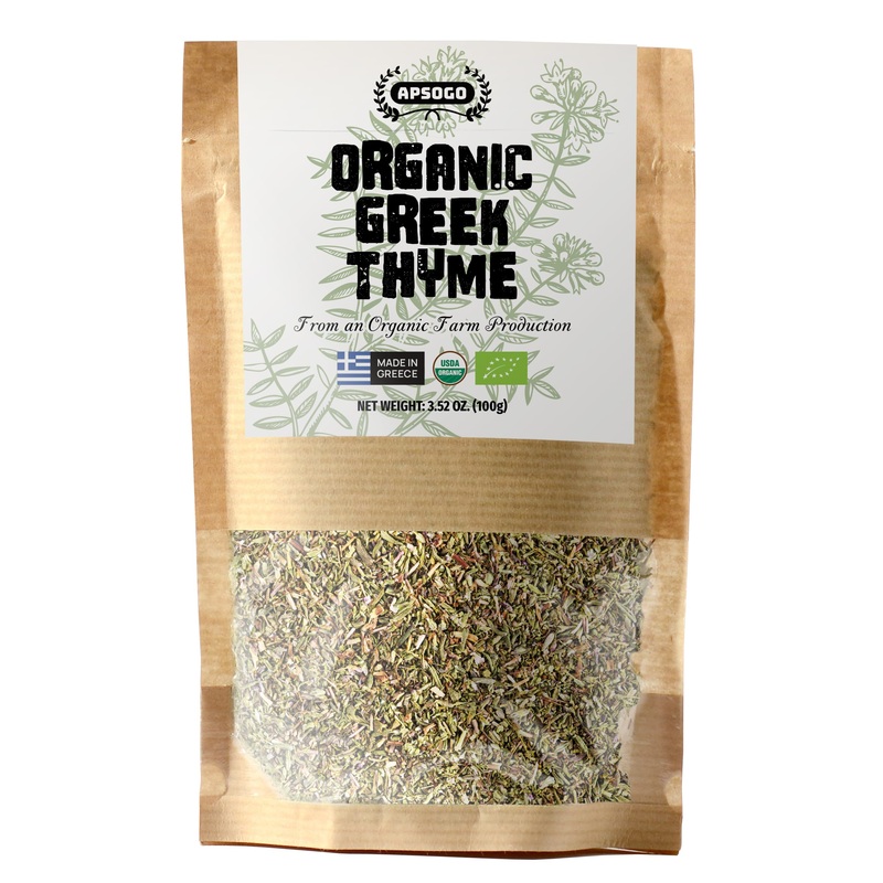 Apsogo Dried Organic Thyme From Greece – Premium Quality & Exceptional Taste, Perfect As A Spice Or Thyme Tea (3.52Oz)