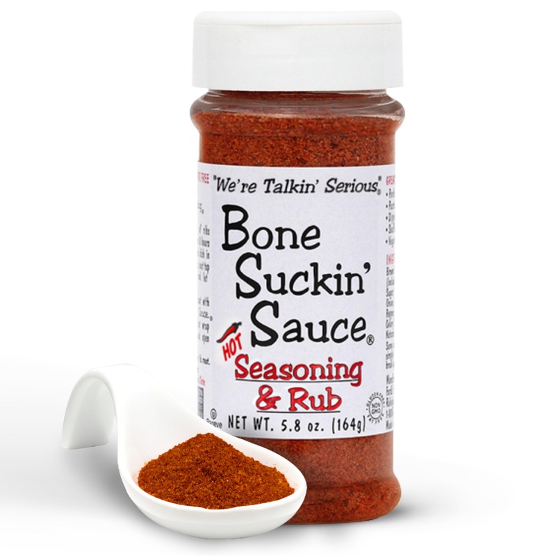 Bone Suckin’ Hot Seasoning & Rub, 5.8 Oz – Grilling Rubs, Dry Pork Rub, Gluten-Free, Non-Gmo, Kosher, Great On Ribs, Pork, Beef,