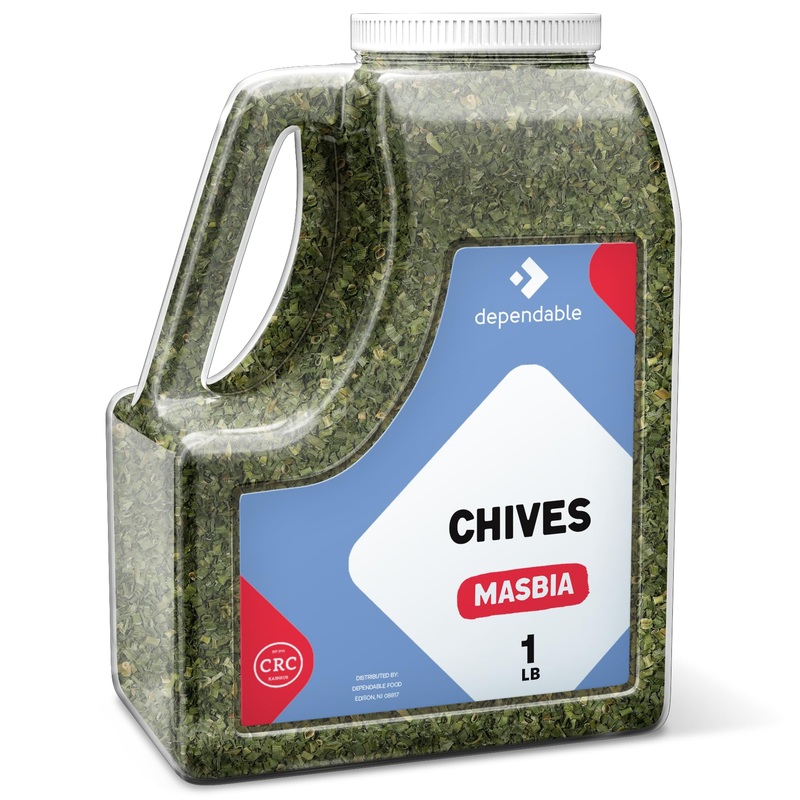 Dependable Foods Chives Spice – 1 Lb. Bulk Jar – Non-Gmo, Kosher, Salt-Free, Allergen-Free| Aromantic Herb Infusion