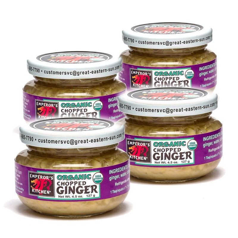 Emperor’S Kitchen Organic Chopped Ginger 4.5 Oz Glass Jar (Pack Of 4)
