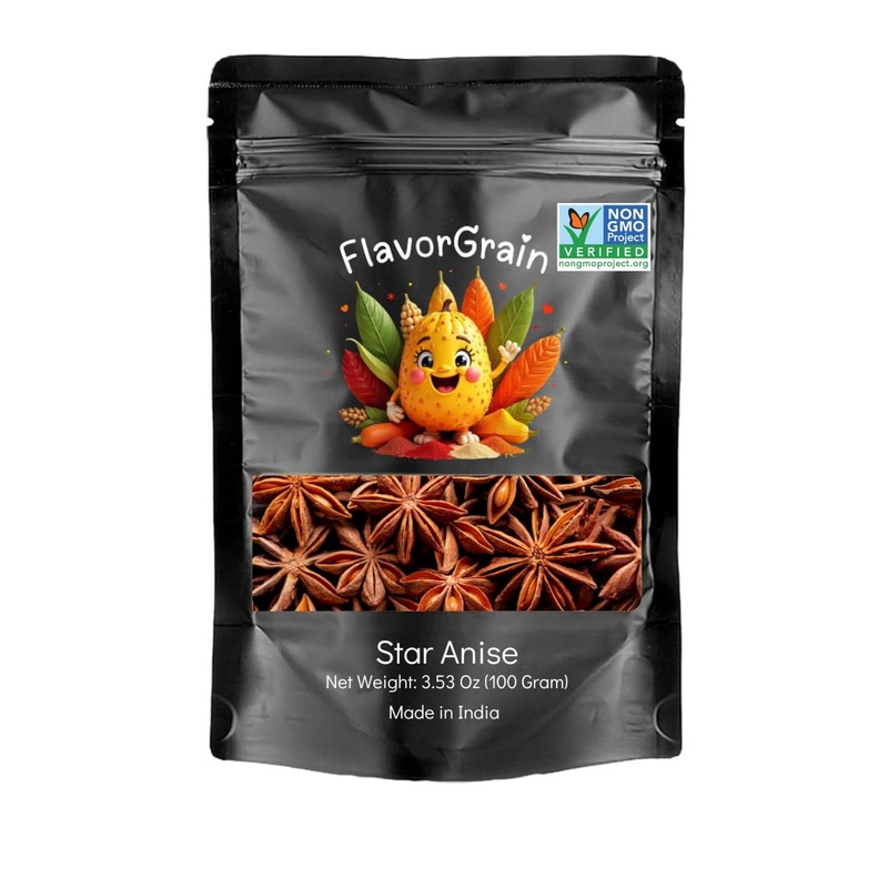 Flavorgrain Star Anise – Whole Chinese Star Anise Pods 100Gm (3.53 Oz) Great For Baking And Tea