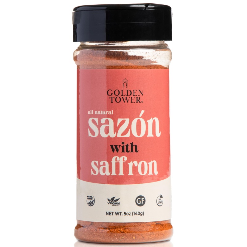 Golden Tower Sazon With Saffron – Saz  N Seasoning, All Natural Ingredients, Non-Gmo, No-Msg, Gluten Free, Vegan, 5Oz Pack