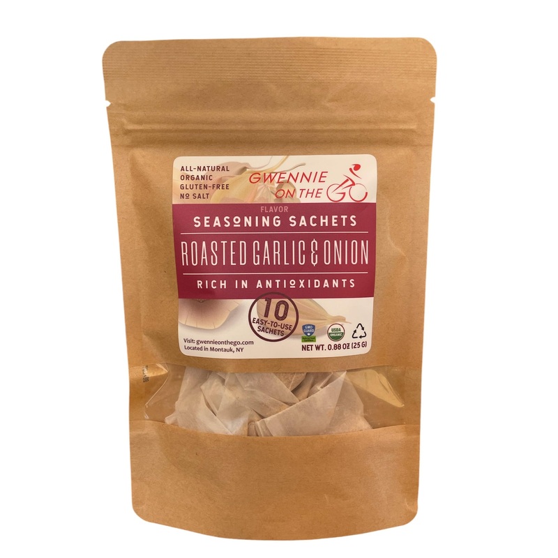 Gwennie On The Go – Seasoning Sachets | Roasted Garlic & Onion | Certified Organic | Fresh, Gluten- Free | Resealable Pouch | Se