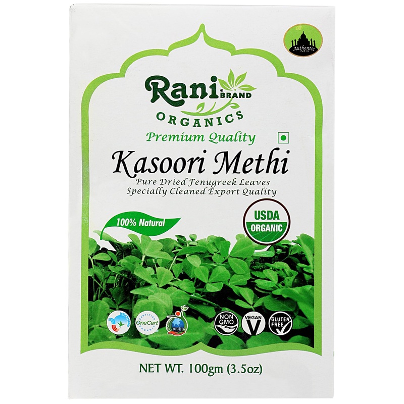 Rani Organic Fenugreek Leaves Dried (Kasoori Methi) 3.5Oz (100G) ~ All Natural | Vegan | Gluten Friendly | Non-Gmo | Indian Orig