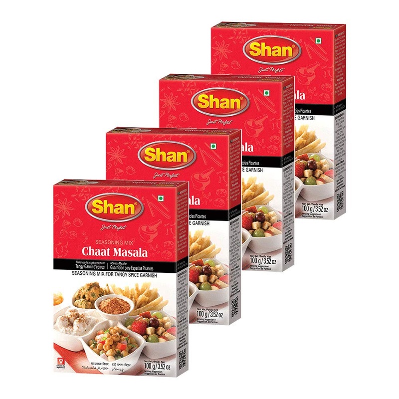Shan – Chaat Masala Seasoning Mix (100G) – Spice Packets For Tangy And Spicy Garnish (Pack Of 4)