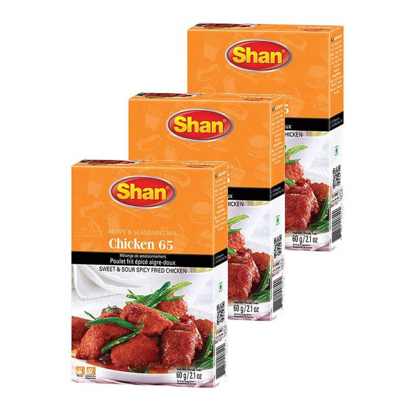 Shan Chicken 65 Recipe And Seasoning Mix 2.1 Oz (60G) – Sweet And Sour Spicy Fried Chicken Seasoning For Chicken Wings, Vegan Re