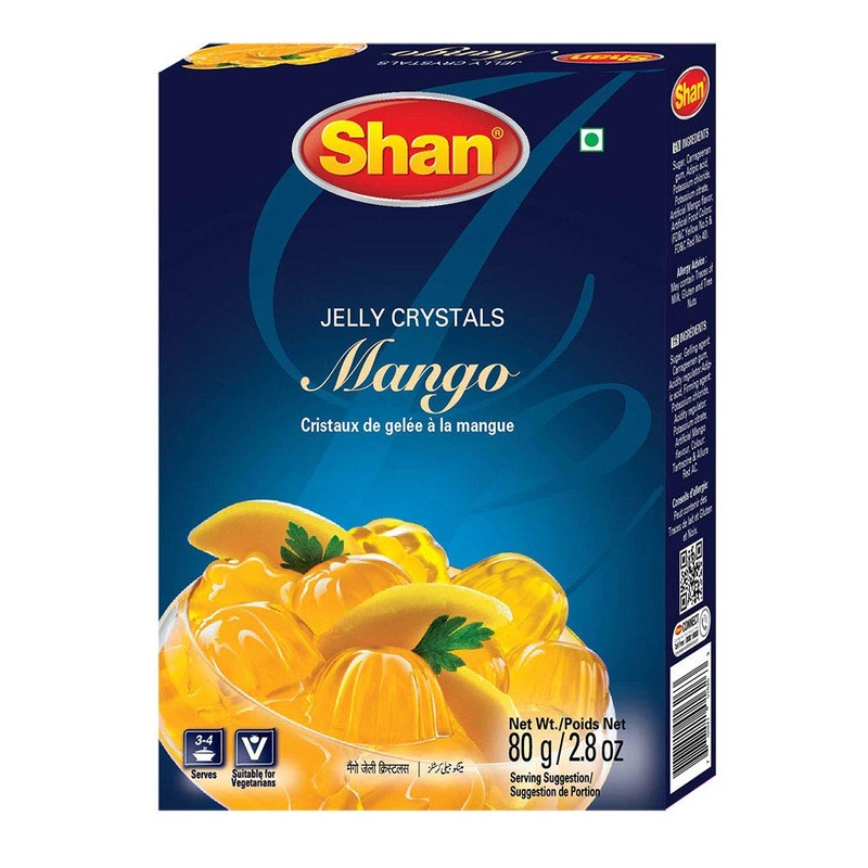 Shan Jelly Crystals Mango 2.8 Oz (80G) – Cristaux De Gelee A La Mangue – Quick And Easy Jello – Suitable For Vegetarians – Airti