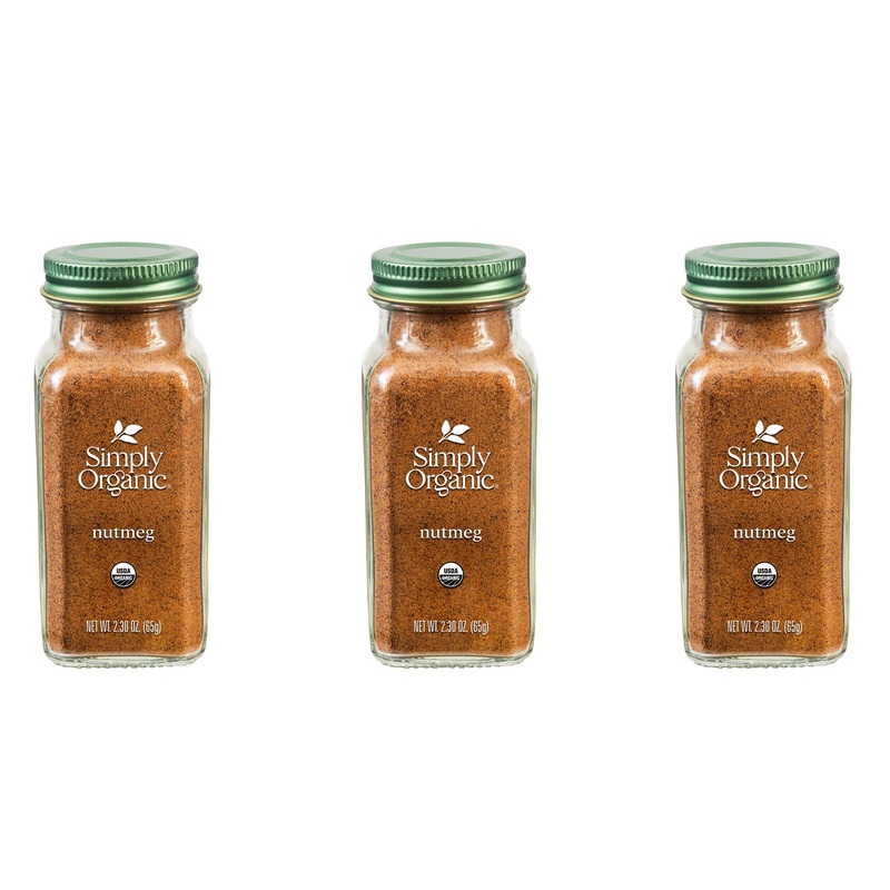 Simply Organic Pure Ground Nutmeg, 2.3 Ounce Jar, Aromatic, Subtly Spicy-Sweet Flavor, Kosher, No Gmo, No Eto (Pack Of 3)