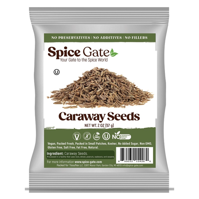 Spice Gate Caraway Seed – Whole (2 Oz), Ideal For Adding Depth To Rye Bread, Perfect In Harissa, Seasonings, Pickles, And Sauces
