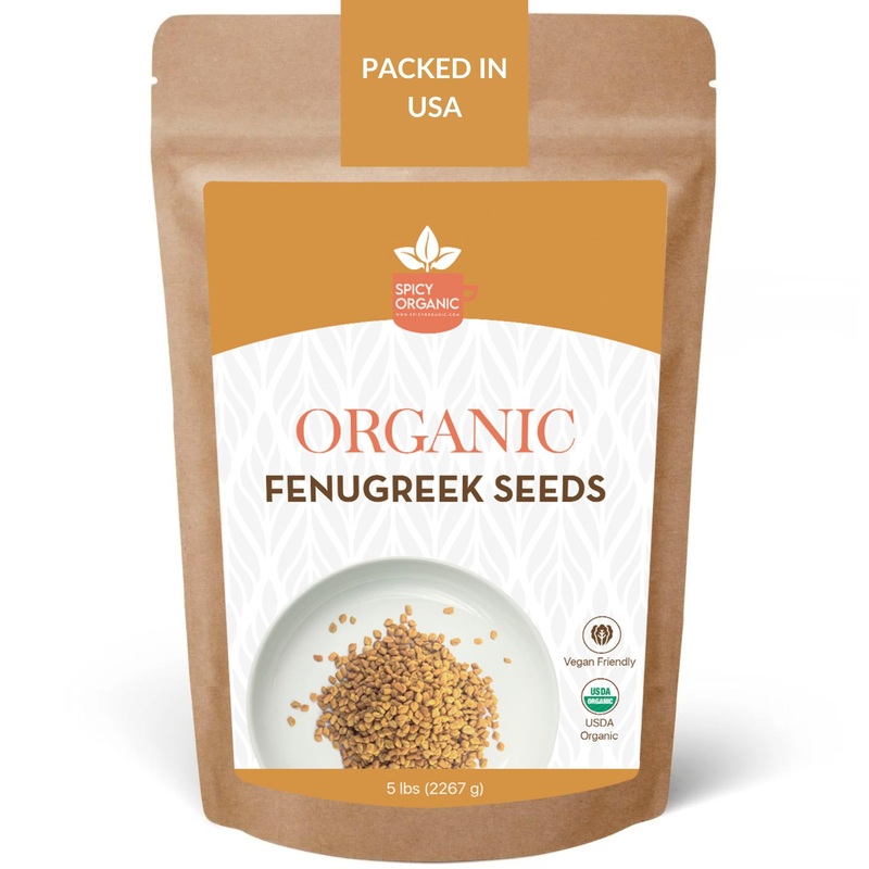 Spicy Organic Fenugreek Seeds 5 Lbs. – Whole Methi Seeds For Tea, Hair Care, And Indian Spice Cooking – Usda Certified Organic,