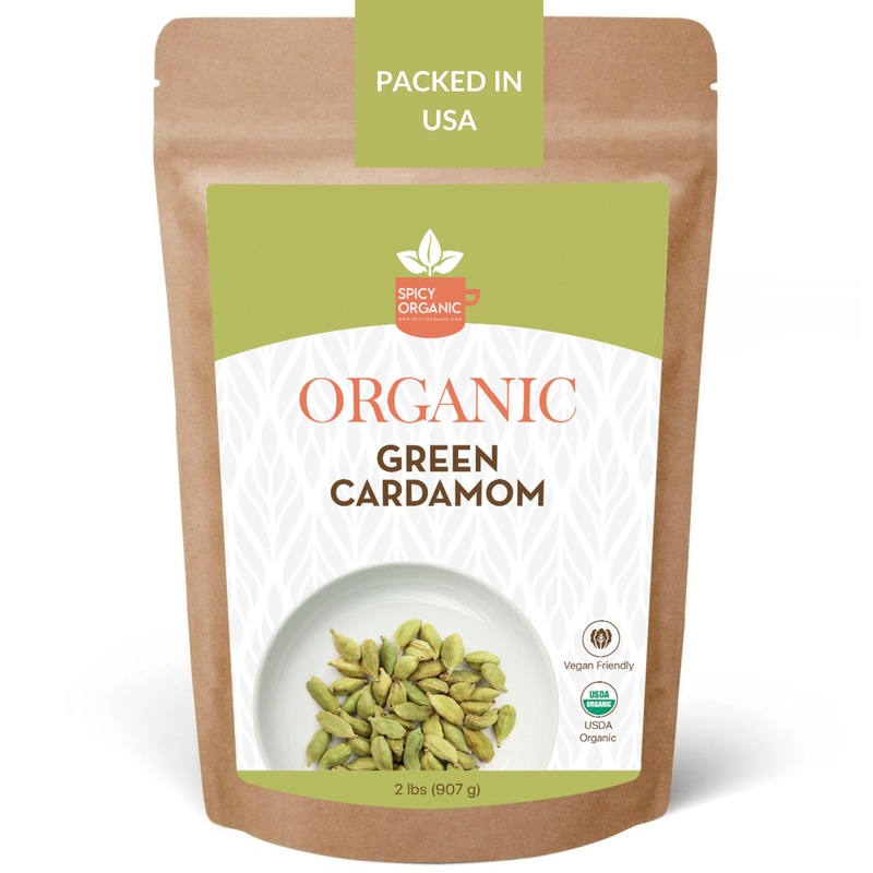 Spicy Organic Green Cardamom Pods – 2 Lb – Whole Cardamon Seeds For Authentic Spice Flavor, Natural Cardamon Pod For Tea, Cookin