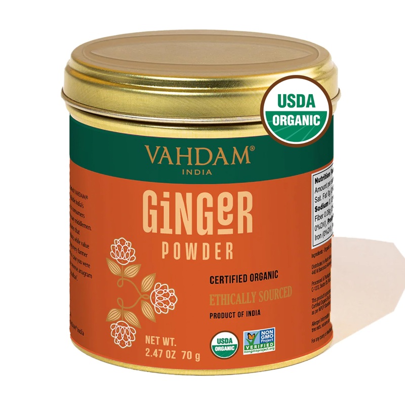 Vahdam, Organic Ginger Powder (2.47Oz) 100% Raw Ground Ginger Root Powder From India | Active Gingerol – Non Gmo, Gluten Free |