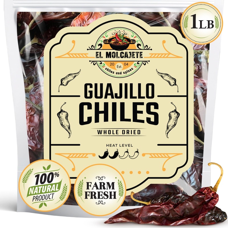 Dried Guajillo Chile Peppers 16Oz (1Lb) – All Natural, Mild To Medium Heat With Bold, Smoky Flavor For Authentic Mexican Mole, S