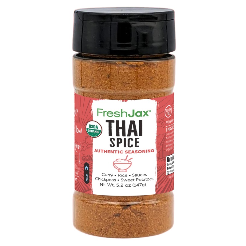 Freshjax Organic Thai Seasoning Powder (5.2 Oz Bottle) Non Gmo, Gluten Free, Keto, Paleo, No Preservatives, Kosher Plant-Based T