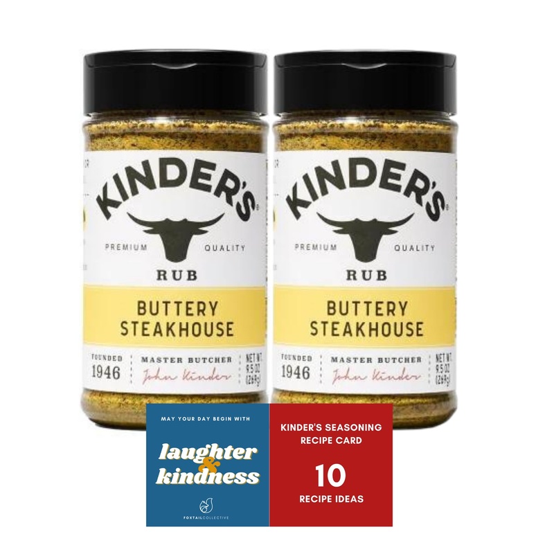 Kinder’S Buttery Steakhouse Duo: Two Xl 9.5Oz Bottles, Exclusive 10-Recipe Card Set + Premium Fridge Decal By Foxtail Collective