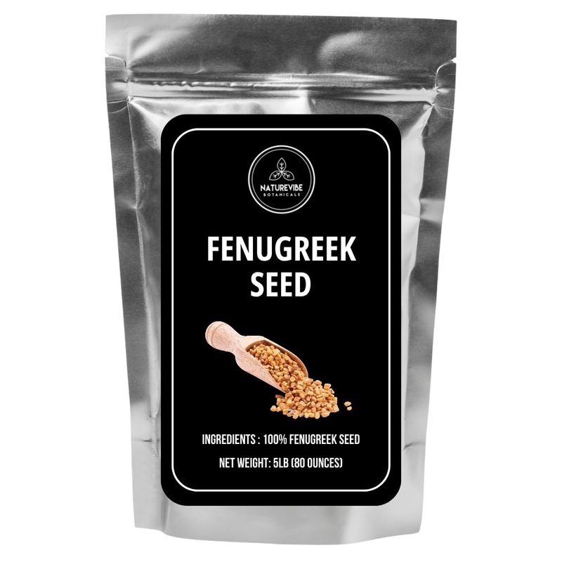 Naturevibe Botanicals Fenugreek Seeds Whole, 5Lbs | Methi Seeds | Gluten Free & Non-Gmo | Hair And Skin Health (80 Ounces)
