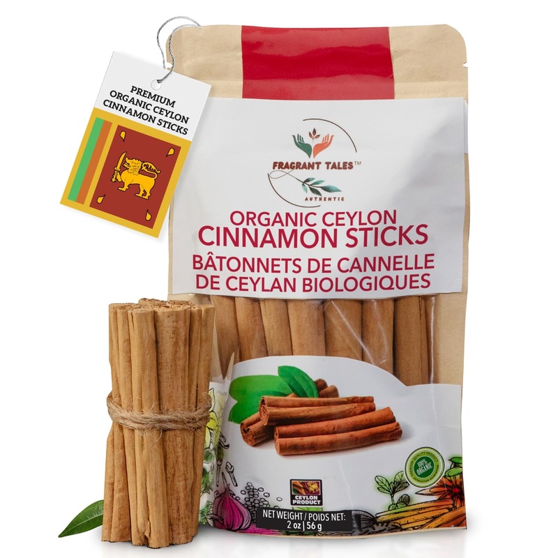 Premium Organic Ceylon Cinnamon Sticks – 1 Oz (28G), 4” Cut 5 To 7 Sticks, True Ceylon, Usda Certified, Non-Gmo, Gluten-Free, P