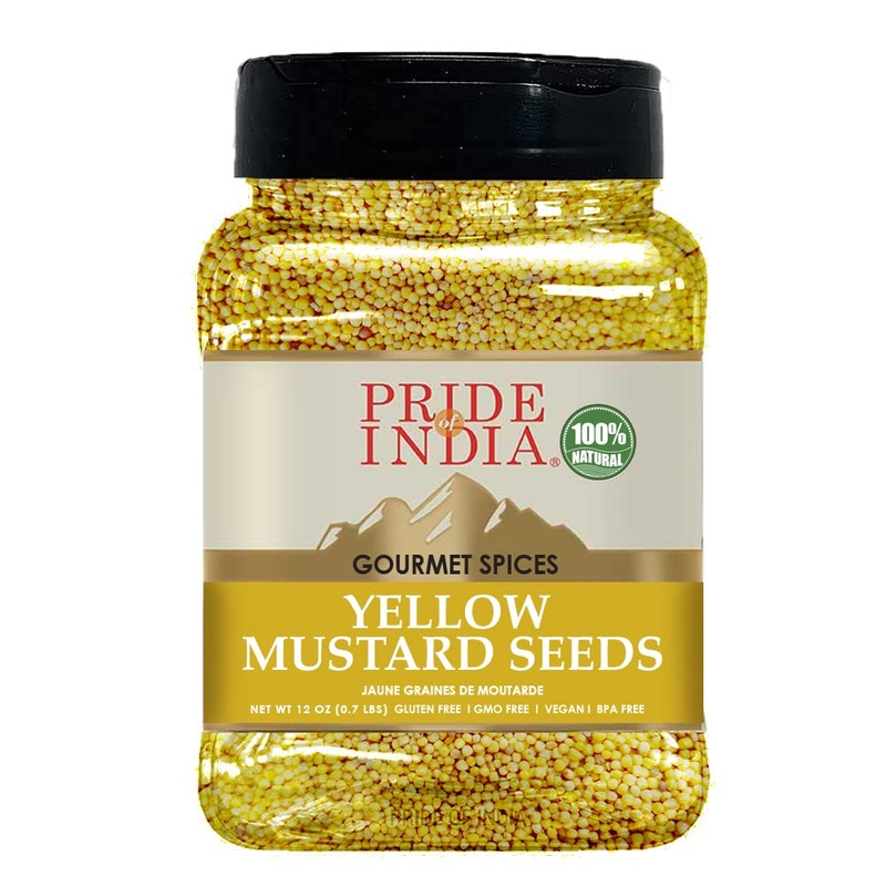 Pride Of India – Pack Of 6 – Yellow Mustard Seed Whole – Pungent & Aromatic – Gourmet Indian Spice – Add In Salads/Dressings/Chi