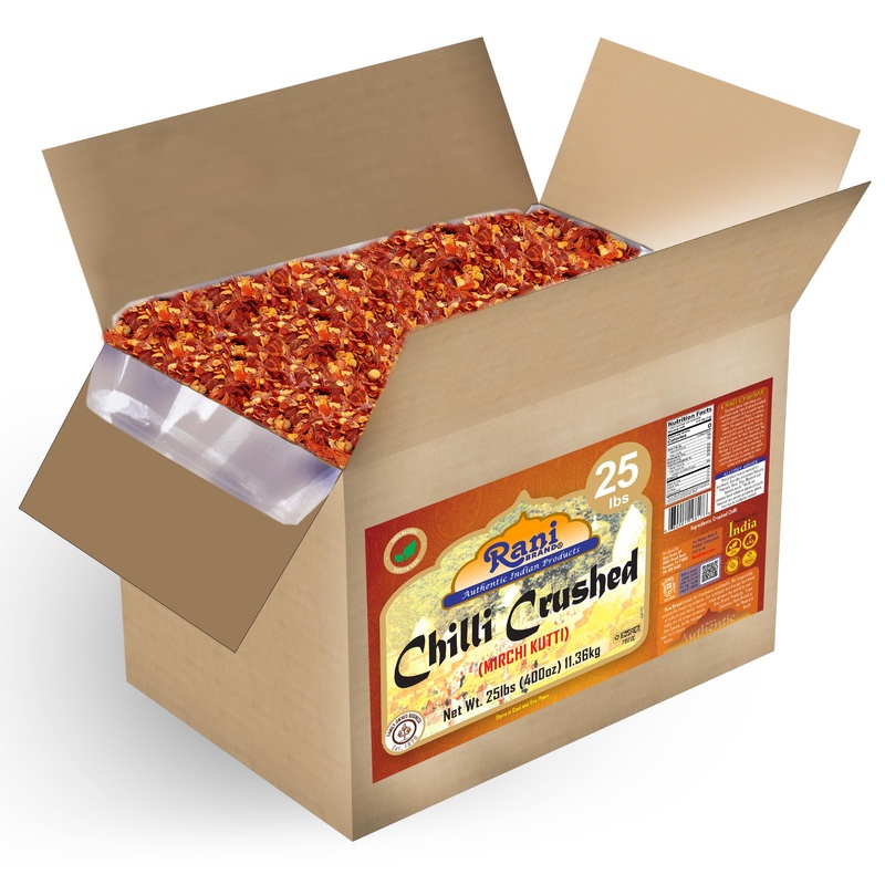 Rani Crushed Red Pepper Flakes Chilli (Pizza Type Cut) 400Oz (25Lbs) 11.36Kg Bulk Box ~ All Natural, No Color Added, Gluten Frie