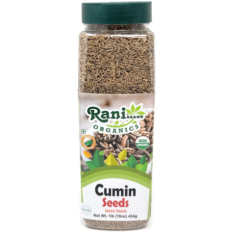 Rani Organic Cumin Seeds Whole (Jeera Sabut) 16Oz (1Lb) 454G Pet Jar ~ All Natural | Vegan | Gluten Friendly | Non-Gmo | Indian