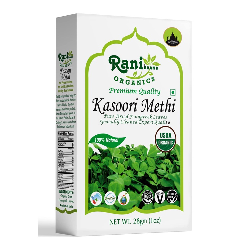 Rani Organic Fenugreek Leaves Dried (Kasoori Methi) 1Oz (28G) ~ All Natural | Vegan | Gluten Friendly | Non-Gmo | Indian Origin