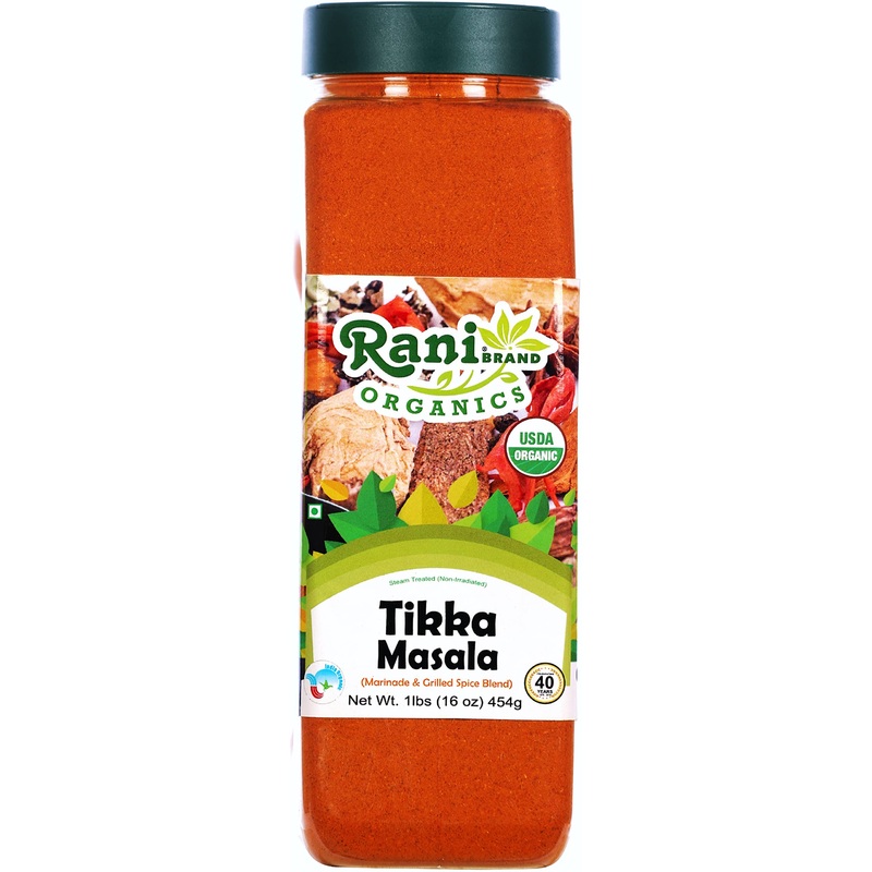 Rani Organic Tikka Masala (Marinade & Grilled Spice Blend) 6-Spice Indian Blend 16Oz (1Lb) 454G Pet Jar ~ All Natural | Vegan |