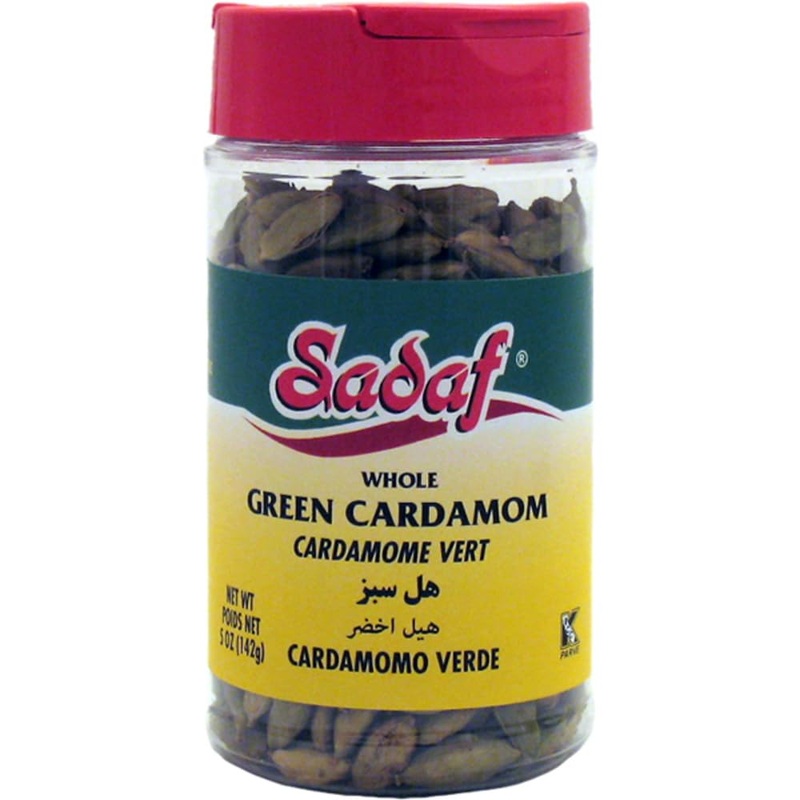 Sadaf Green Cardamom Whole – Green Cardamom Pods For Cooking And Food Seasoning – Middle Eastern Cuisine Cardamon Spice – 5 Oz B
