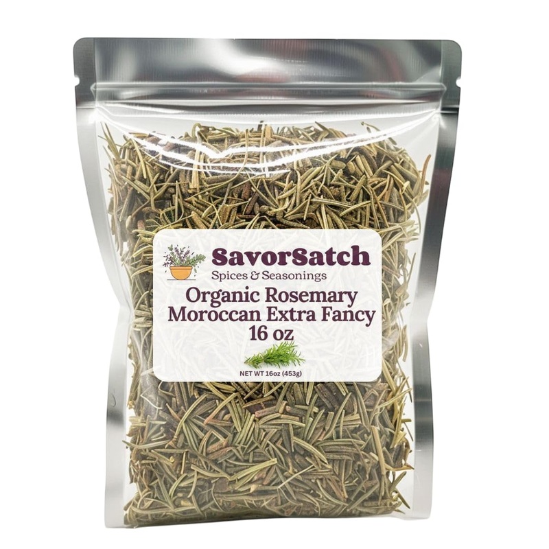 Savorsatch Rosemary Moroccan Extra Fancy – 16 Oz Resealable Pouch | Usda Certified Organic, Allergen-Free, Non-Gmo, Kosher | Med