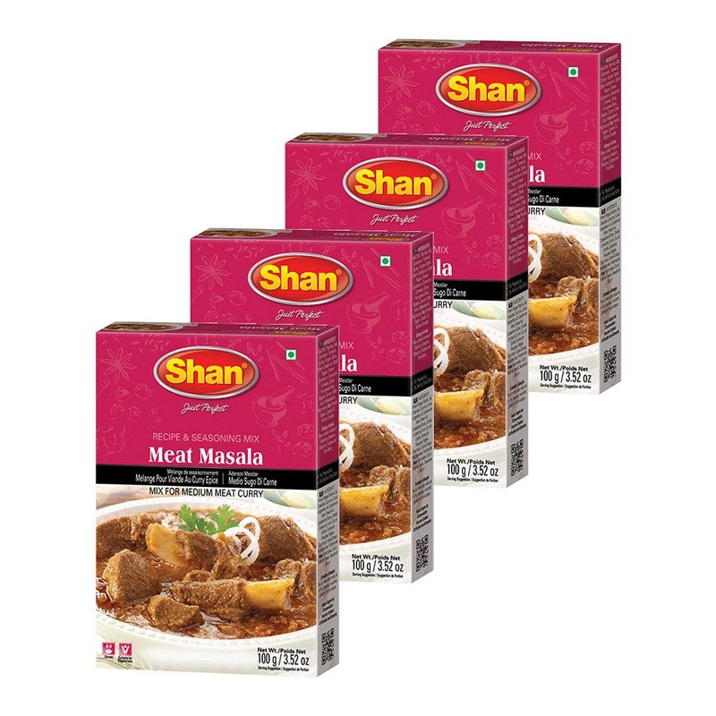 Shan – Meat Masala Seasoning Mix (100G) – Spice Packets For Medium Meat Curry (Pack Of 4)