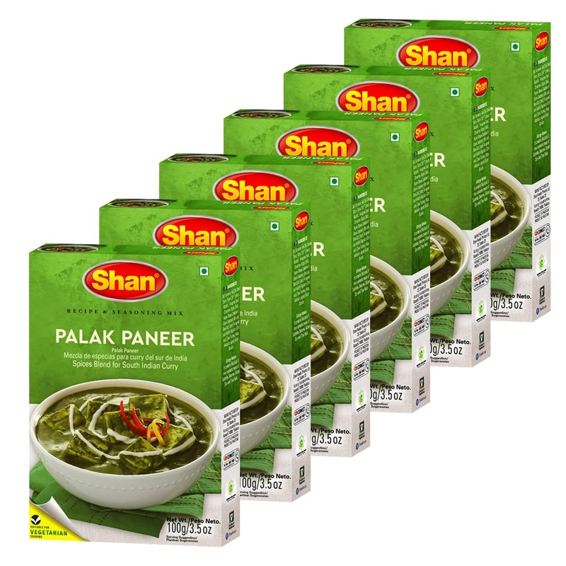 Shan Palak Paneer Recipe & Seasoning Mix 100G (3.52Oz) Pack Of 6 – Mix For Spinach And Cheese – Suitable For Vegetarians – Airti