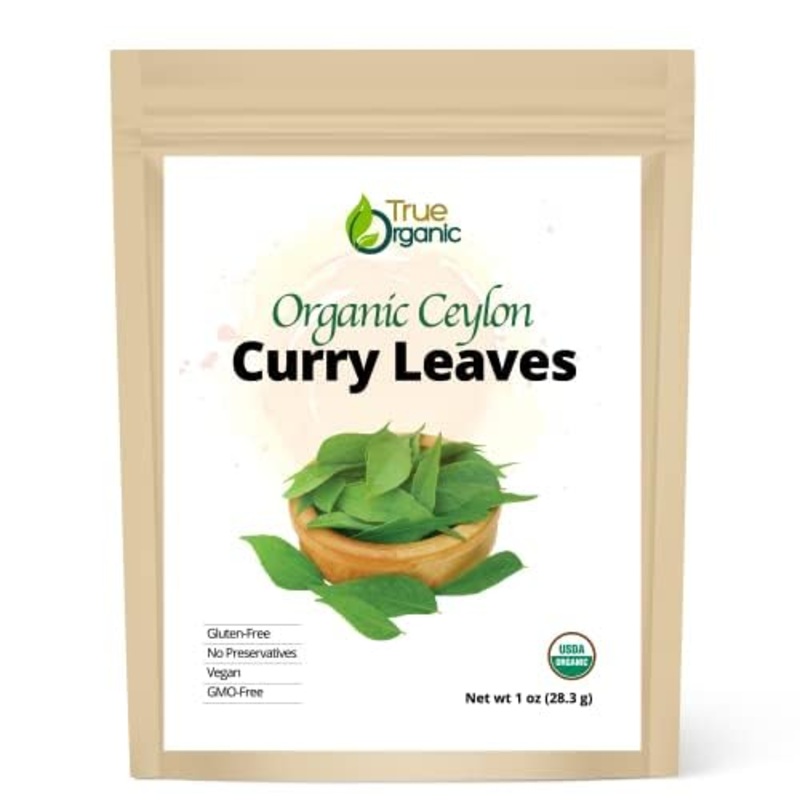 True Organic Ceylon Curry Leaves, 1 Oz, Premium Grade, Gluten Free, Usda & Kosher Certified, Non-Gmo.