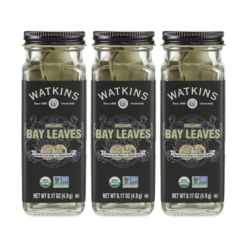 Watkins Gourmet Organic Spice Jar, Bay Leaves, 0.17 Ounce Jar, 3 Count