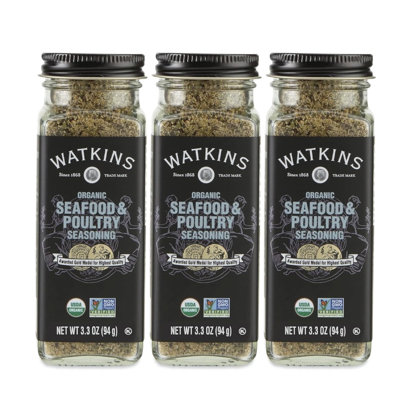 Watkins Gourmet Organic Spice Jar, Seafood & Poultry Seasoning, Jar 3.3 Ounce (Pack Of 3)