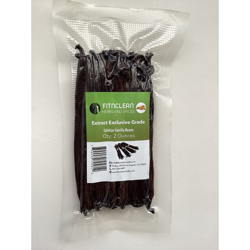 2Oz. Tahitian Vanilla Beans Grade B Extract Exclusive (1/8 Lb) Bulk|4”-5” Whole Natural Raw Non-Gmo Pods By Fitnclean Vanilla