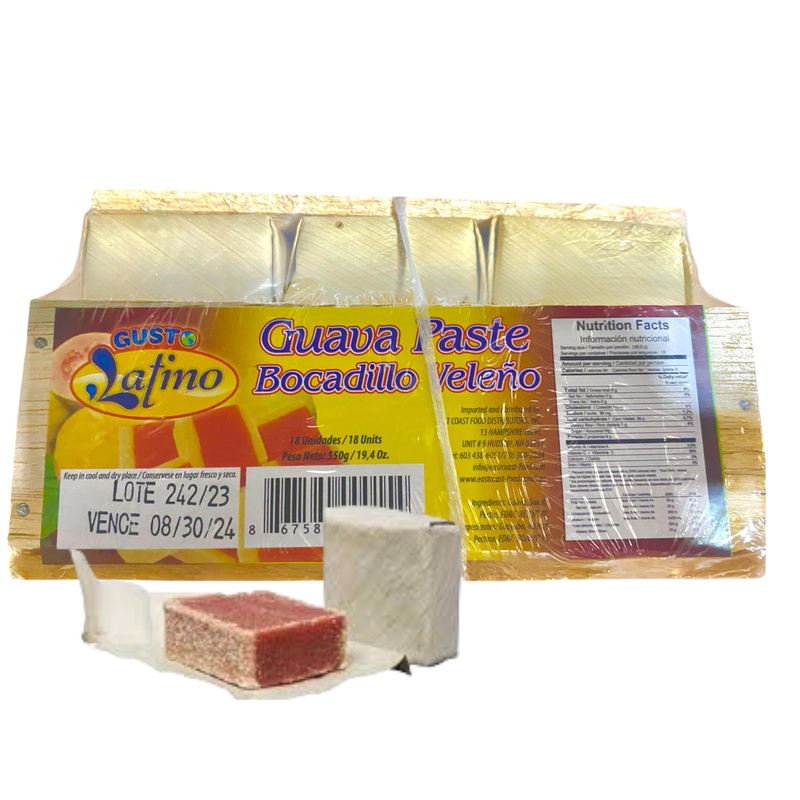 Bocadillo Veleno De Guayaba/Guava Paste 18 Unidades 550 G / 19.4 Oz En Caja De Madera Envuelto En Su Hoja Tradicional Importado