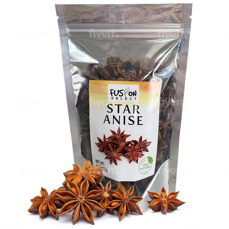 Fusion Select Dried Star Anise – Whole Badian Spice For Oriental & Indian Dishes & Recipes – Natural Herbs & Seasoning For Bakin