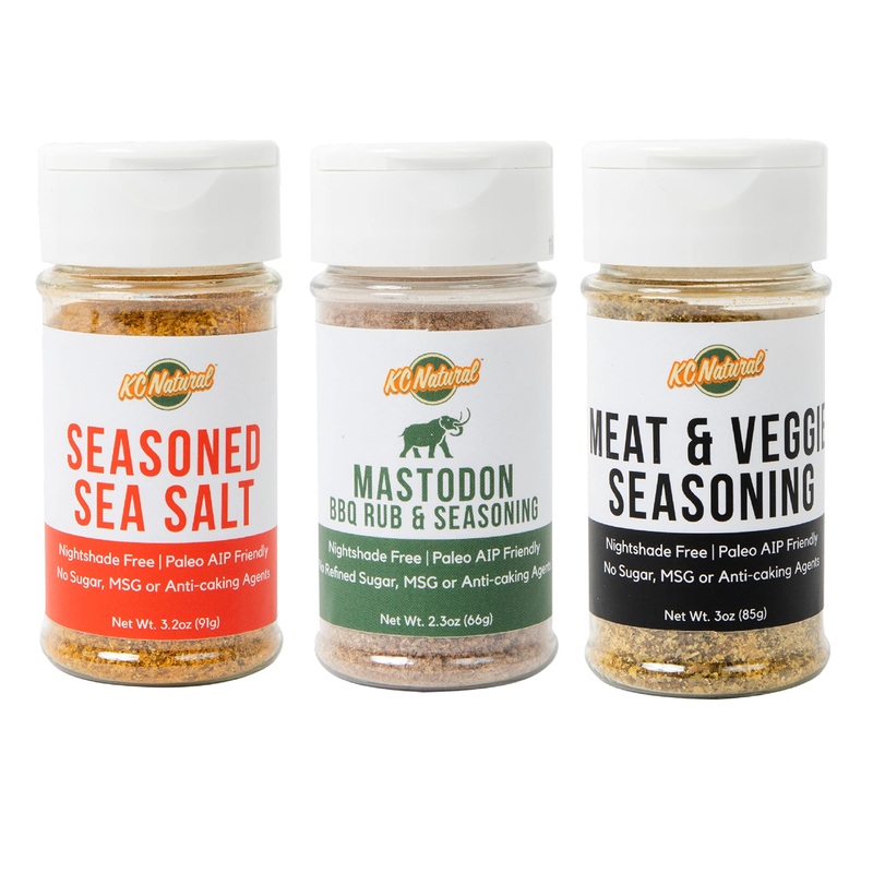 Kc Natural – Paleo Aip Seasoning And Salt Bundle (3 Pack) – Mastodon Rub (2.5 Oz), Seasoned Sea Salt (2.5 Oz), All Purpose Seaso