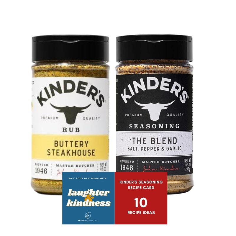Kinder’S Seasoning Duo Bundle: The Blend & Buttery Steakhouse – Two Xl 9.5 And 10.5-Ounce Bottles + 10 Recipe Ideas + Fridge Dec
