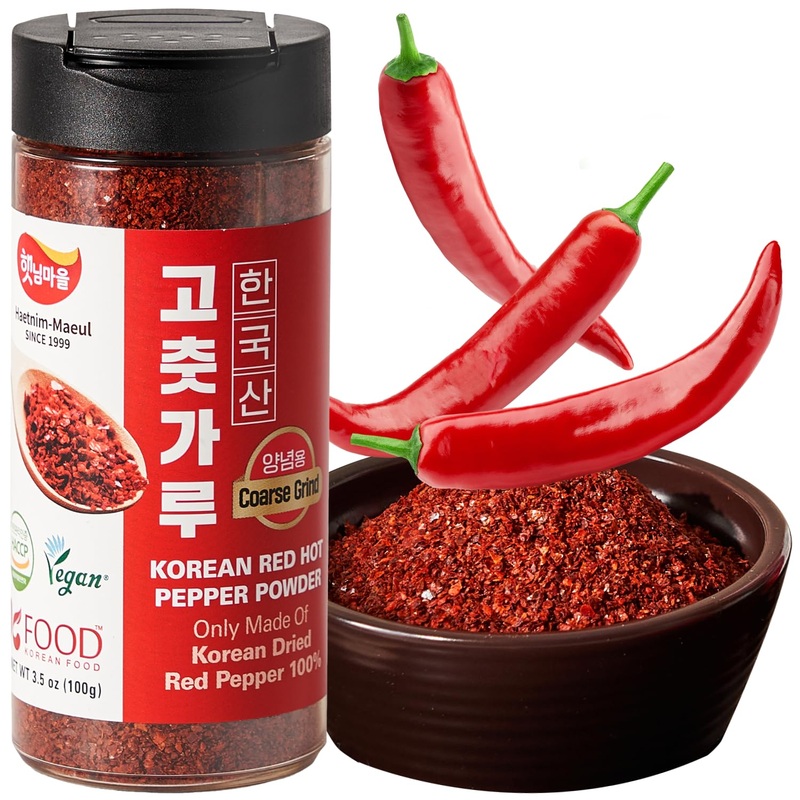Korean Food Haetnim Maeul 100% Korean Red Chili Powder | Large Particle Powder For Stir Fry And Seasoning 3.5Oz(100G) | Vegan, N