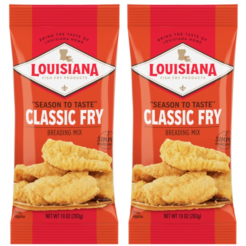 Louisiana Fish Fry Products Unseasoned Classic Fry Seafood Breading Mix, Pack Of Two (10 Ounce Bags, Formerly ”All Natural”, N