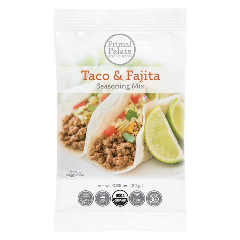 Primal Palate Certified Organic Taco & Fajita Seasoning Mix 0.85 Oz (6 Packets)