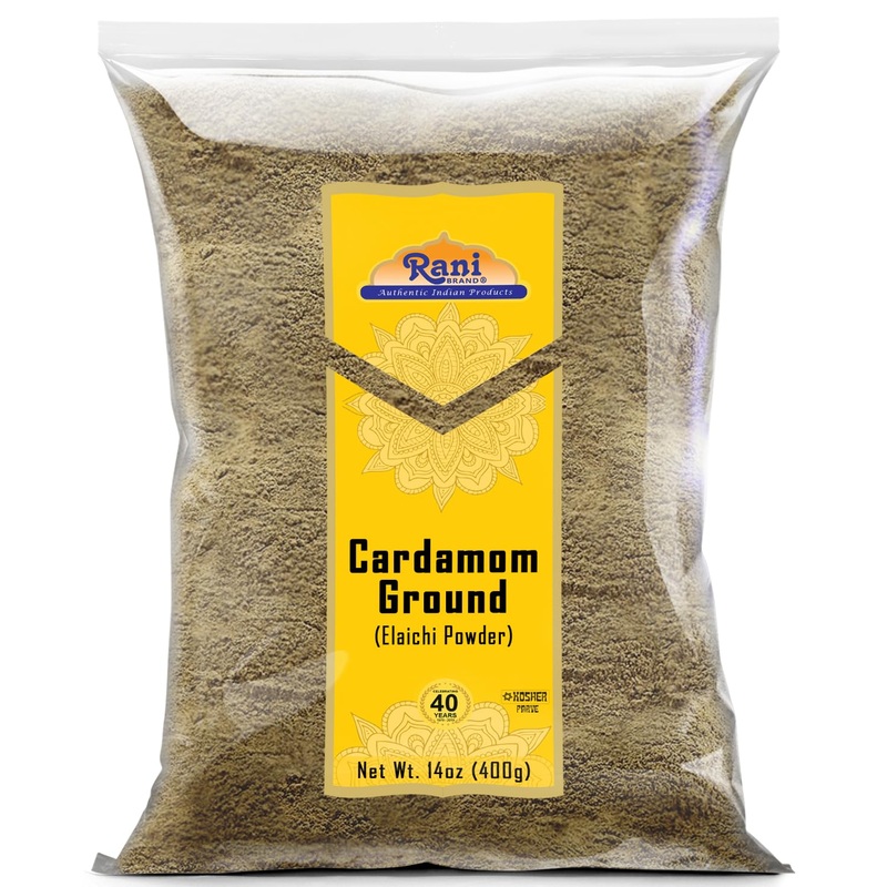 Rani Cardamom (Elachi) Ground, Powder Indian Spice 14Oz (400G) ~ All Natural | No Color Added | Gluten Friendly | Vegan | Non-Gm