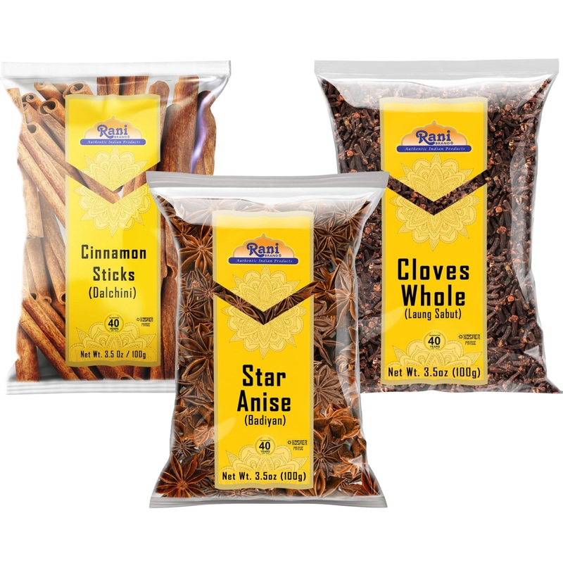 Rani Cinnamon Sticks, Star Anise & Whole Cloves 3.5Oz (100G) Pack Of 3 ~ Perfect For Baking, Cooking & Beverages ~ All Natural |
